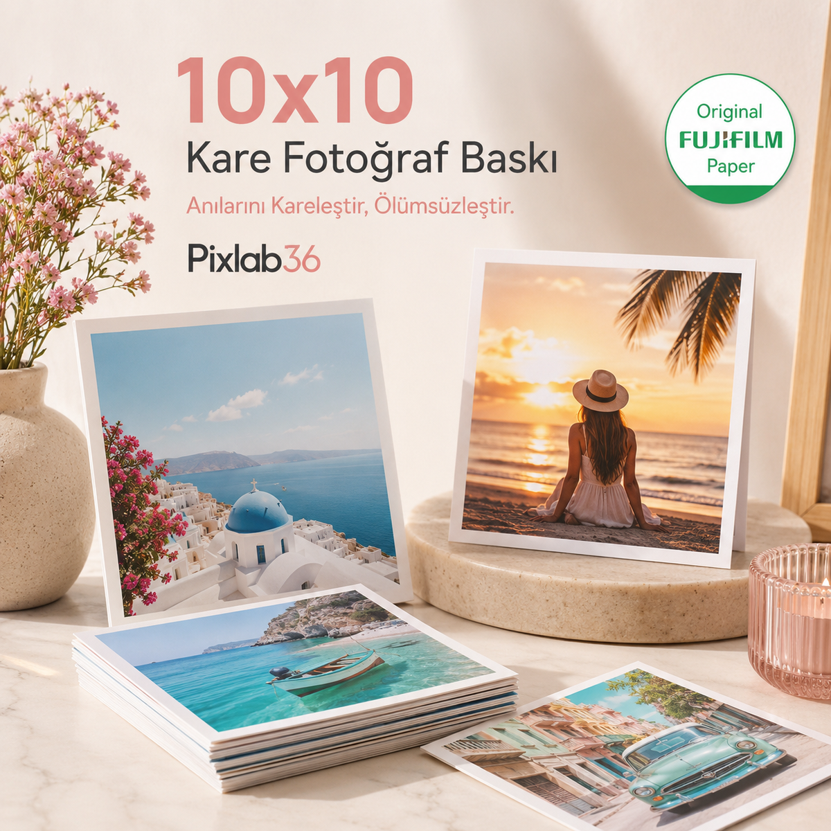 5x5 Fotoğraflı Kare Magnet – 12 Adet - kişiye özel fotoğraflı magnet - Pixlab36