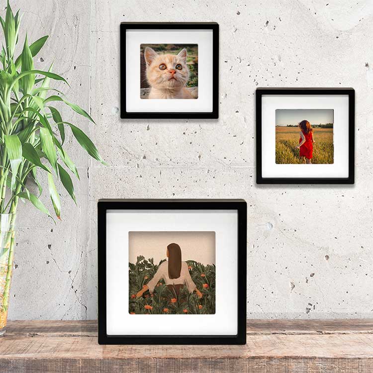 10x10 Yapışkanlı Sök-Tak Paspartulu Pola Fotoğraf Çerçevesi – 3’lü Set