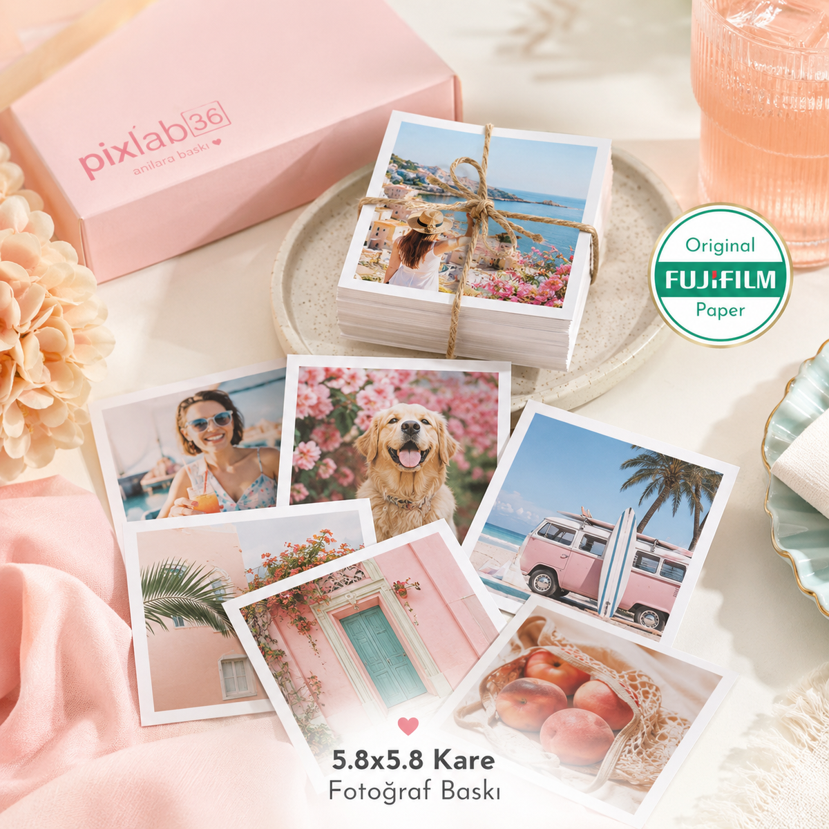 15x4 Fotoğraflı Şerit Magnet – 5 Adet / 20 Fotoğraf - kişiye özel fotoğraflı magnet - Pixlab36